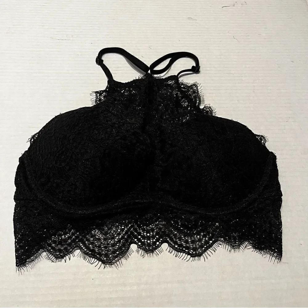 Pink High Neck Push up Bralette Black Small(AA-C)